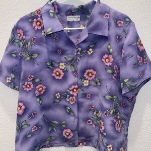 Purple Floral Button-Up Shirt